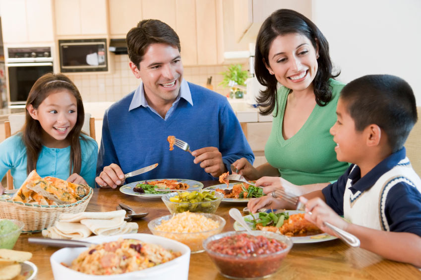 family eating dinner
