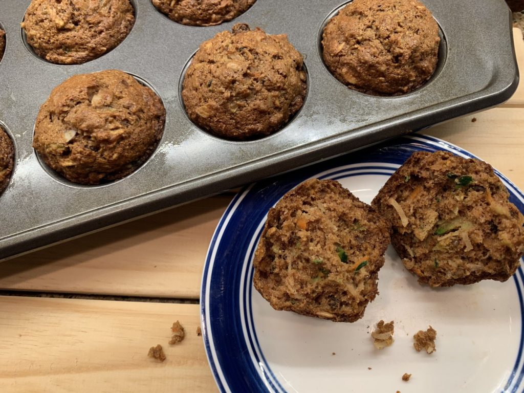 Muffins on blue plate