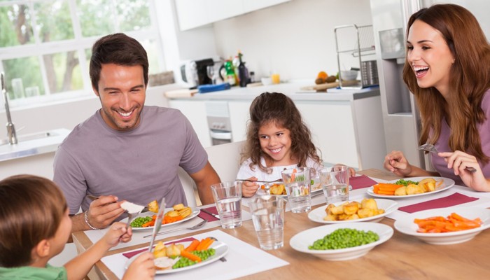 Family eating a meal together