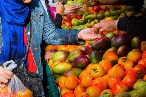 Woman at a farmers market
