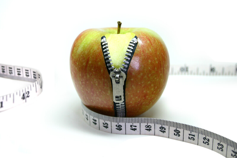 Tape measure and apple wtih a zipper