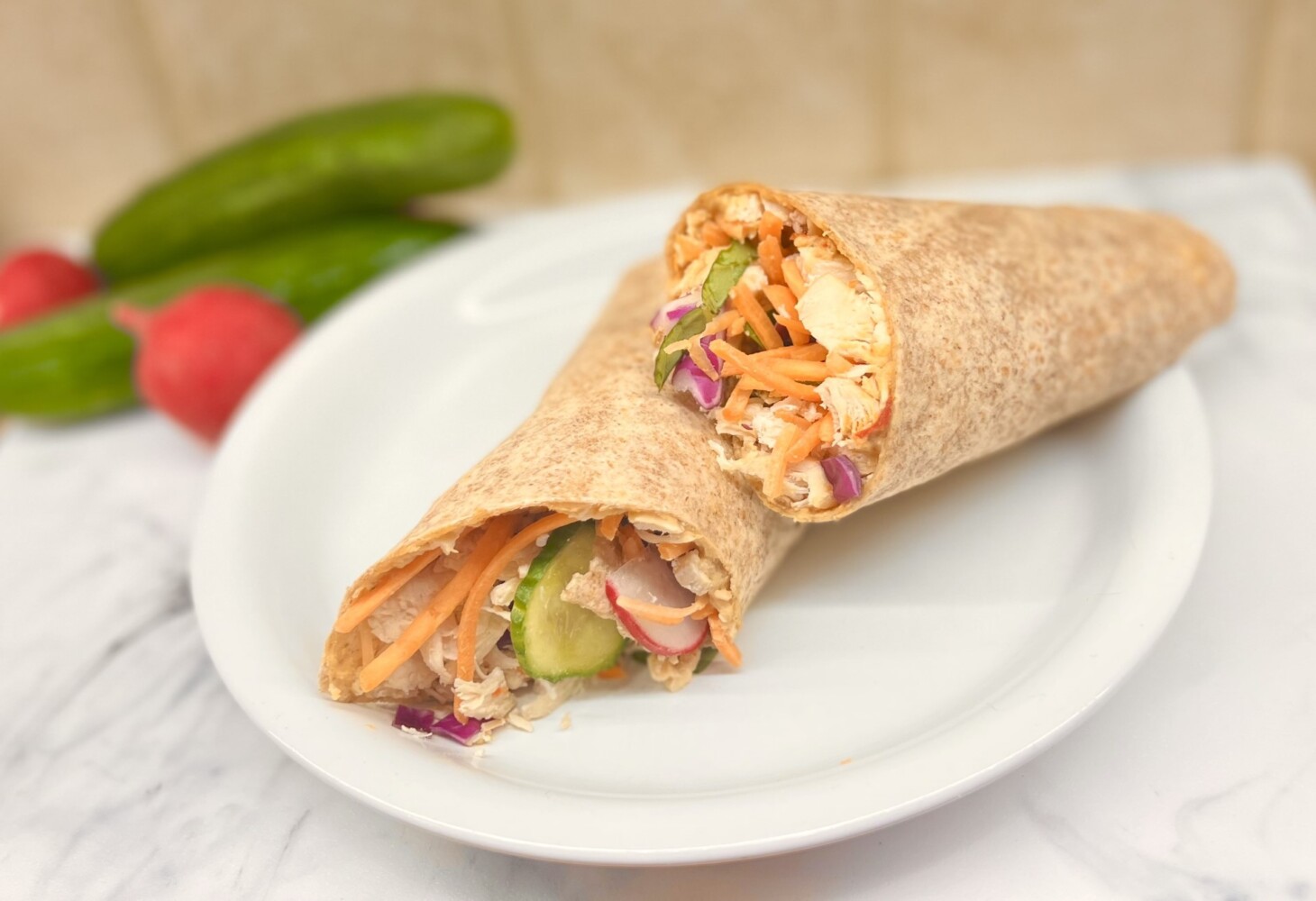 Chicken Veggie Wraps with Hummus Eat Well to Be Well